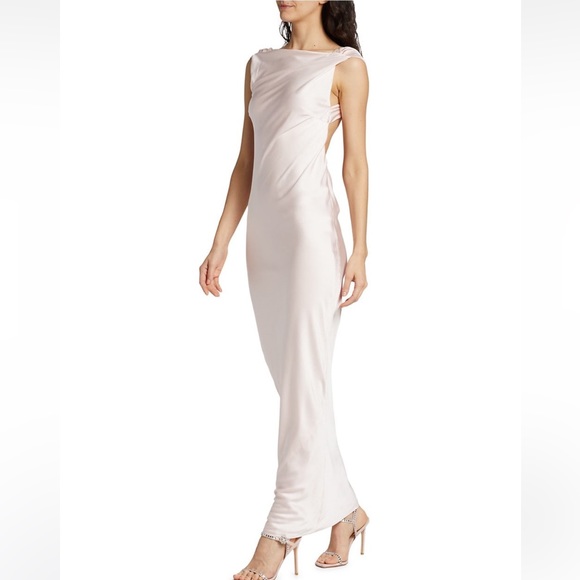 The Bar Pierre Silk Satin Cowl Back Gown - Picture 4 of 13